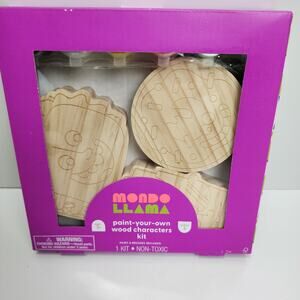 Mondo Llama Paint-Your-Own Wooden Food Characters Kit Includes Everything NEW